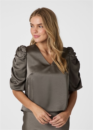 Elba heavy sateen bluse Warm Grey Neo Noir 